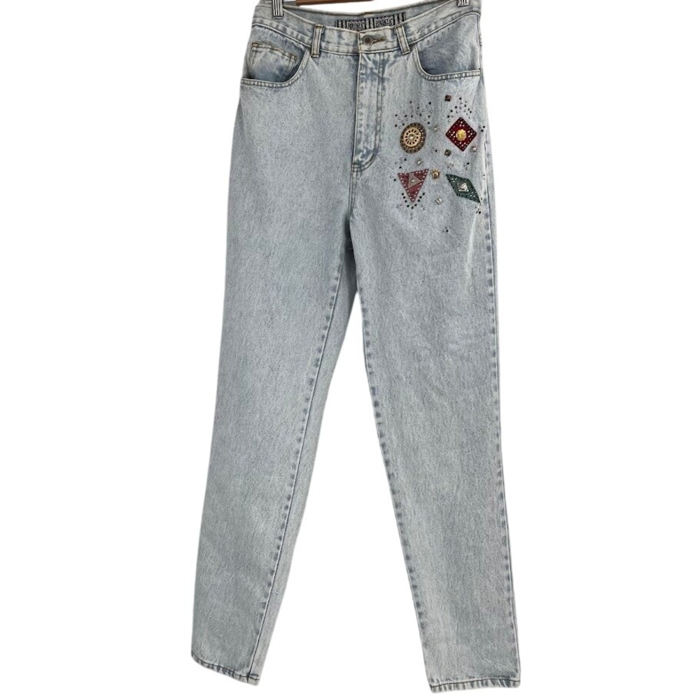 Forenza Vintage Women's 10 Acid Washed Embellished 80's 90's High Rise Rare